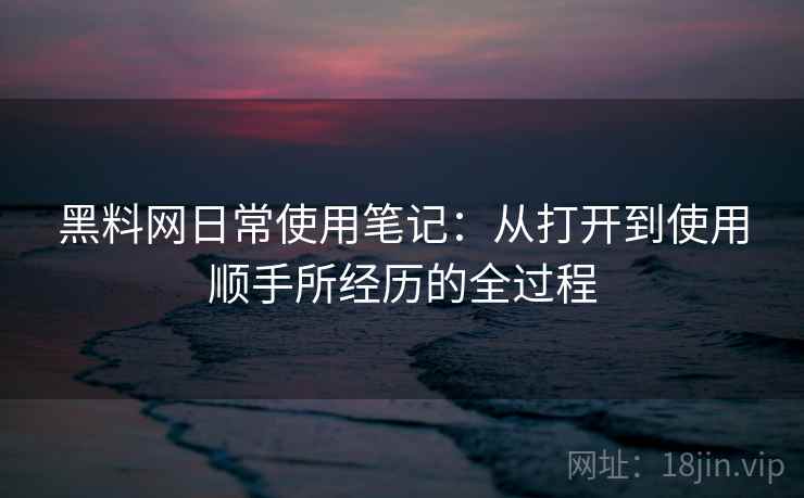 黑料网日常使用笔记:从打开到使用顺手所经历的全过程 第2张 黑料网日常使用笔记:从打开到使用顺手所经历的全过程 第2张