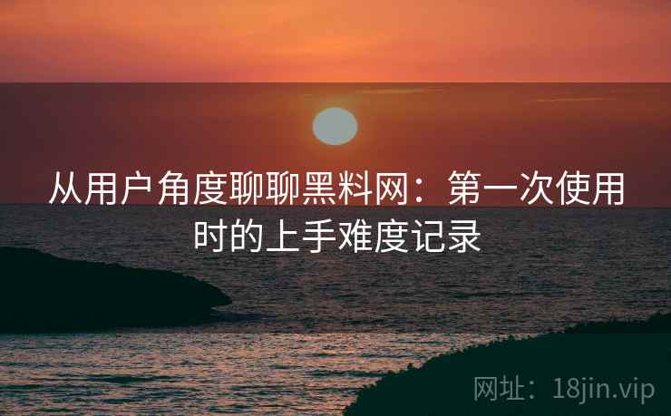 从用户角度聊聊黑料网：第一次使用时的上手难度记录  第2张